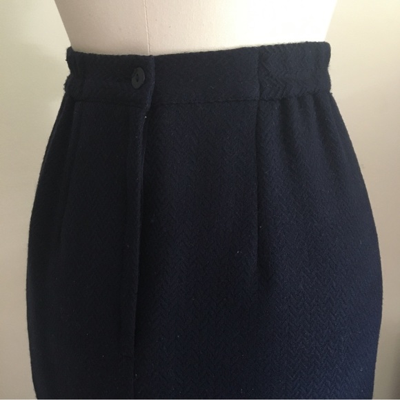 Vintage Wool Pencil Skirt (Navy Blue) - Picture 9 of 13